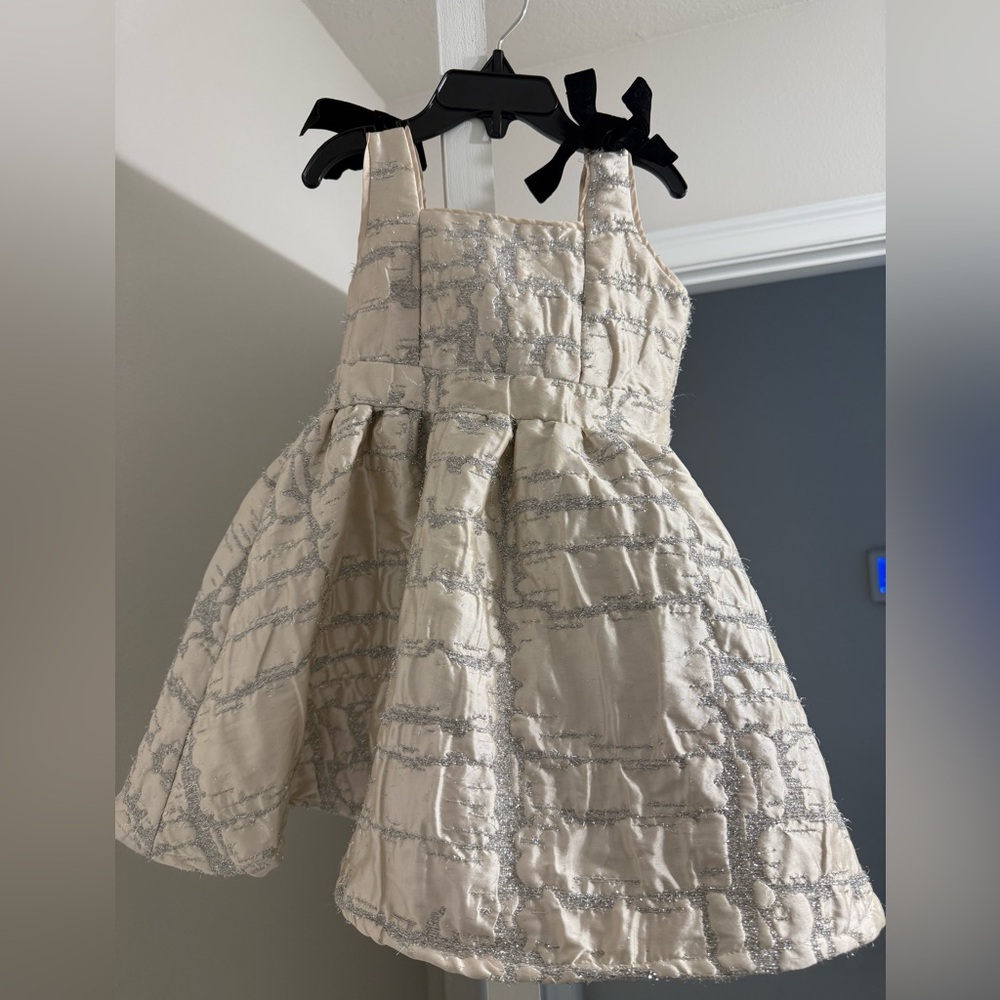 Elegant Cream and Silver Kids Formal Dress
